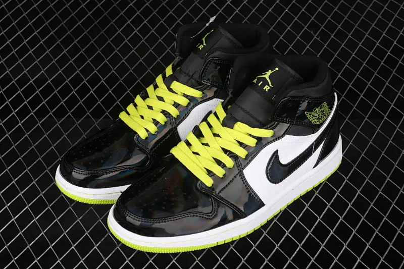 All categories Air Jordan Jordan series basketball shoes Air Jordan 1 Mid Air Jordan 1 Mid SE AJ1 Joe 1 black colorful chameleon green apple green BQ6931-003